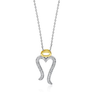 Colier argint aripi de inger placat partial cu aur galben DiAmanti Z1718NGR-DIA (Argint 925‰ 2,7 g.)